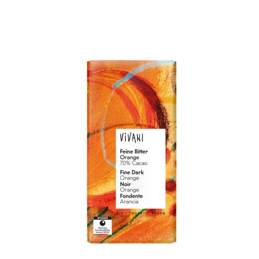 BILDE_4044889001013.jpg Dark chocolate with orange 70% BIO 100g Vivani - Image 1